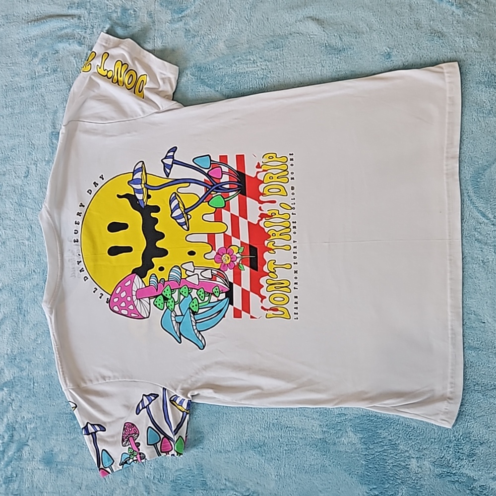 Retro Don't Trip Drip Double Sided Print T-Shirt Graphic Hippie Psychedelic